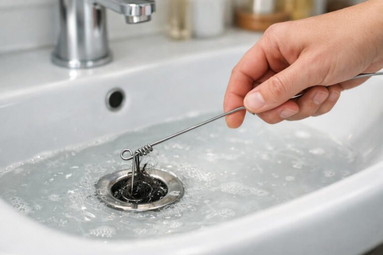 Comment débloquer un évier bouché par des cheveux avec un simple cintre en métal