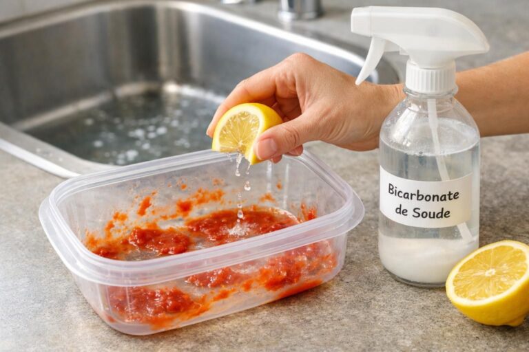 Comment enlever des taches de sauce tomate sur un tupperware en plastique sans frotter facilement